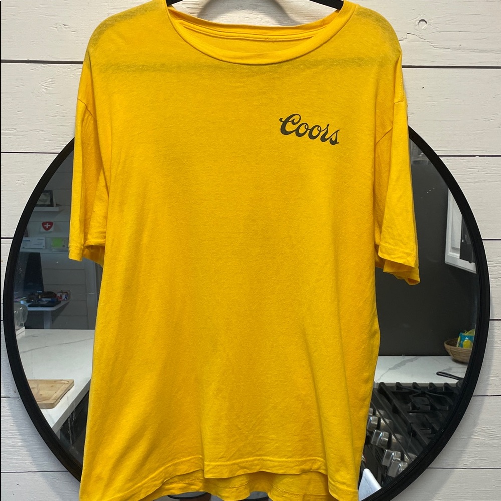 Coors Bright Yellow Men's Short Sleeve Tee - Large Great Condition